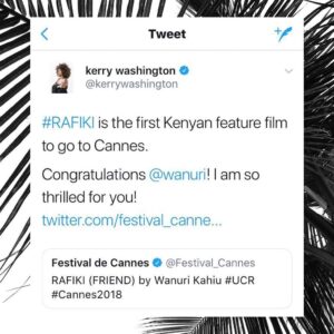 Wanuri Kahiu Instagram - @kerrywashington 😳 😳😳❤️. Ngai. #blackwomenfilmmakers #cannes2018 #AfriCannes 😊#RAFIKI @rafiki_movie