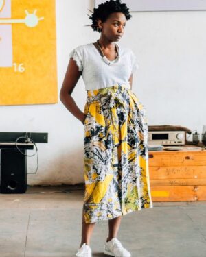 Wanuri Kahiu Instagram - THIS!!!! Featured in @vogue #coolgirlsguidetonairobi by @moshalundstrom. And photographed by the amazing @themaganga and of course styled by @robinai who always makes me look like 🔥💥☄️. Skirt: @kmwendwa  Ear piece: @kapoetabyambica  Location: @michaelsoistudio ❤️ @nike Cortez gifted by @peggyjeanlouis