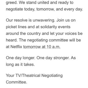 Wendy Braun Instagram - 👉 What the AMPTP forgets is that we have built our careers (for decades) on a foundation of unwavering resilience and not letting disappointment define us, derail us, or defeat us. 🎉🎉🎉 Thankful to the SAG-AFTRA negotiating committee for their rock solid vision and unwavering strength. This. Is. What. It. Takes.💪🎬😍#SagAftraStrong #UnionStrong I have lots of free resources at my Link In Bio @actorinspirit to help you through this time and take care of your mental health.❤️ #CreativeWarriorsUnite  #StayStrong