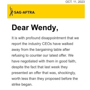 Wendy Braun Instagram - 👉 What the AMPTP forgets is that we have built our careers (for decades) on a foundation of unwavering resilience and not letting disappointment define us, derail us, or defeat us. 🎉🎉🎉 Thankful to the SAG-AFTRA negotiating committee for their rock solid vision and unwavering strength. This. Is. What. It. Takes.💪🎬😍#SagAftraStrong #UnionStrong I have lots of free resources at my Link In Bio @actorinspirit to help you through this time and take care of your mental health.❤️ #CreativeWarriorsUnite  #StayStrong