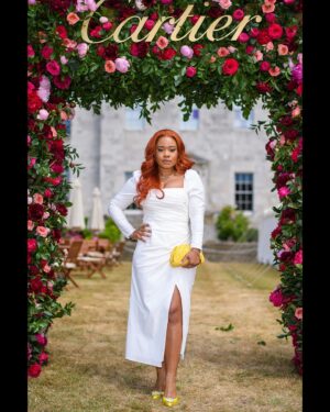 Weruche Opia Instagram - I promise I went to see the cars and not do fashions 🚗👩🏽‍🦰

Thank you @laurentfeniou for a lovely afternoon as always with @cartier at @fosgoodwood 

Thank you to one of my favourite brands @reformation for the CUTEST dress! 

And THANK you to the glam team! I felt and looked like 💰💰💰

Styling- @moogunsan assisted by @lunachiarasorgi 
Make Up- @joyadenuga 
Hair- @chrissybales 

🍊🧡👩🏽‍🦰