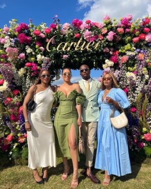 Weruche Opia Instagram - Fun time @cartier with my mates while looking fab in sustainable fashions! 
Massive thank you to @byrotationofficial for hooking me up with the his gorgeous number by @_aje_ ! 

👜- @stellamccartney 

I’m in love with my stylist @moogunsan ❤️