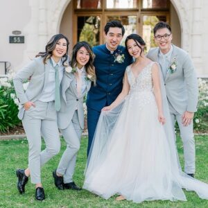 Wesley Chan Instagram - Still not used to seeing these beloved friends not dressed in hiking gear. But what better occasion than Jay and Sophias’ momentous wedding day. Whether it’s trekking the epic landscapes in New Zealand or simple hangs with food and boba, it’s always a good time with you two. Cheers to @_bokehmon_ and @jungsoph, one of the brightest and most uniquely charming couples I know ✨

Love to my fellow groomspersons @dancejujudance @mellylee_. In my mind, spirit, and heart, I always go back to the places we’ve gone together. Always. 

Shoutout and big thanks to @senestudio for the freshest fits!

📷 @genkiviv is an incredible photographer in skill and attitude. Seriously impressed and inspired seeing her work!