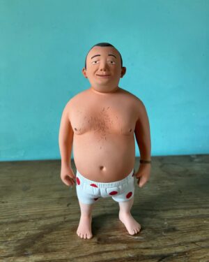 Wilfrid Wood Instagram - This is Trevor who I made years ago as part of a campaign to stop sedentary men getting fat, getting diabetes and becoming impotent🙂 

He is available in a bad art auction @bad.art.auction to raise money for @heal.palestine 

Auction being held @set.social.peckham on 6th June