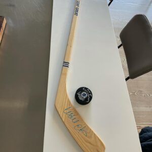 Will Arnett Instagram - Thank you to my brother #jasonbateman for the best bday gift ever. A signed stick and puck from my hockey idol #wendelclark including Jason’s favorite Canadian expression 
“Give ‘Er”
