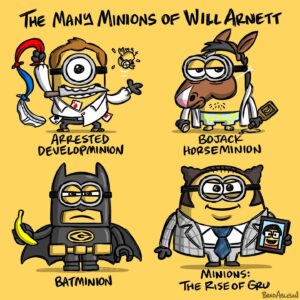 Will Arnett Instagram - Sweet evolution 
#minionstheriseofgru