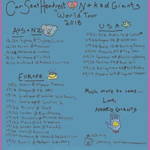 Will Toledo Instagram - Now with amended tour dates, sowwy ///
From @naked_giants ・・・ Hello hello everybody. As you may know, we will be going on tour with Car Seat Headrest (@notcarseatheadrest) this year. In addition to opening for them on the road, we will be joining them onstage, playing IN their band, and performing their new (old) album Twin Fantasy as a 7-piece supergroup. Here is a list of the shows announced thus far. We hope to see you soon.
Have a great day and be kind to each other,
Naked Giants