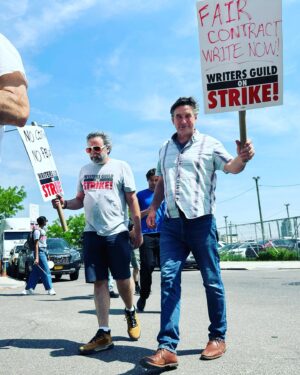 William Baldwin Instagram - Getting sweaty on the @wgaeast picket like in Greenpoint Brooklyn.
Unions created The American Dream.
Unions created the middle class. 

If you have:
Fair wages
Healthcare
Pension
5 day work week
8 hour workday
Minimum wage
Paid overtime
Maternity leave
Breaks during work
The right to strike
Child labor laws
Workplace safety standards
Thank a union member!!

It begins and ends with the writers:
There is no films without writers. 
There is no television without writers. 
There is no theater without writers.
There are no studio or network executives, producers, directors, actors, gaffers, grips or hair & make up without writers.

As a member of SAG… I stand with my WGA sisters and brothers.

You can’t have all of these entertainment conglomerates making record profits and executives earning record salaries while some writers are struggling to support their families.

“No money… no funny!!”
“No wages… no pages!!”

Entertainment
Education 
Healthcare 
Government
Auto Workers 
Teamsters 
Sanitation
Railroads
Steelworkers 
Longshoremen 
Farm workers
Postal carriers 
Garment workers 
Electric 
Carpenters
Plumbing 
Air traffic control… the list goes on and on.
Supports Labor Unions!!! 👊🏽
#wgastrike #wgastrong #1u