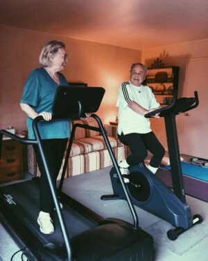 William Daniels Instagram - Workout Wednesday! Every week my wife, Bonnie and I hit our little gym. She's faster than me.