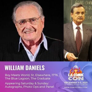 William Daniels Instagram - Join me this weekend at @comicconla for a little quality time in my favorite city! I’ll be there on Saturday and Sunday. Hope to see you there!