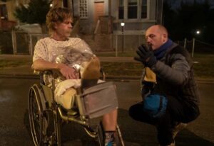 William H. Macy Instagram - On this week’s episode of #Shameless...Frank breaks his leg. Wait till you see it. It’s seriously gross. The guy talking to me in the third picture is Iain B. MacDonald. One of my favorite directors. When he’s sober, he’s awesome. #OnlyOnShowtime