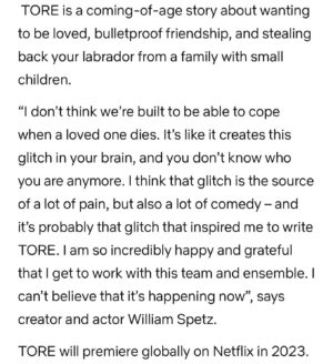 William Spetz Instagram - ”TORE” har premiär på Netflix 2023 och jag fattar ingenting!!!!!!!!!!