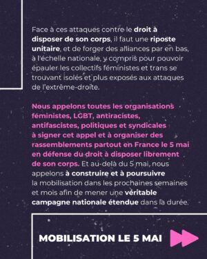 Winona Guyon Instagram - 🚨 je ferai bientôt une vidéo en LSF pour les personnes sourdes qui ne sont pas au courant de cette situation. 🚨
.
Trouve la mobilisation de ce weekend dans ta ville :
Ales : Devant Cratère, 15h
Amiens : lundi 6 mai, 18h, face au tribunal
Angers: place du ralliement, 11h
Aubenas : l’Agora, Place du Champs de Mars, La Poste, 16h
Ajaccio, Corse: devant la préfecture, 10h
Angoulême : place Francis Louvel, 14h
Bayonne : Place de la liberté, 12h
Blois : place de la Résistance, 15h
Besançon : Place Pasteur, 14h
Bordeaux: Hôtel de ville, 14h
Bourges : 15h, place André Malraux
Brest: place de la liberté, 17h
Bruxelles : place de l’Albertine, 15h
Caen: Tour Leroy, 13h
Chambéry : place de Genève, 14h
Clermont-Ferrand: place de Jaude, 14h
Dijon: place Darcy, 16h
Grenoble : Place Félix, 17h
Havre : Hôtel de ville, 15h
La Rochelle : quai du Carénage, 15h
Le Mans: place de la République, 17h30
Lens: 18h, place de la Mairie
Liège : en préparation
Lille : Place Vanhoenacker, 16h
Lorient : Place Glotin, 15h
Lyon: un cortège dans la marche lesbienne, 15h, place Louis Pradel
Marseille : Vieux port, 11h
Metz: Tribunal de Metz, 17h
Montpellier: place de Comédie, 15h
Nancy : place Simone Veil, 15h
Nantes : marche, Grue Jaunes sur l’ile, 14h
Nice : place Garibaldi,
Nîmes: devant la Maison carrée, 14h
Niort : Place de la Brèche, 15h
Orleans : Place de la République, 15h
Paris: République, 14h
Pau : préfecture de Pau, 16h
Poitiers: place du Maréchal Leclerc, 14h
Quimper: Place Saint Corentin, 18h
Rennes: 4 mai, 18h, République. 
Saint-Etienne : Place du Peuple, 15h
Saint-Denis, la Réunion : au Barachois, près de la Grande fontaine, 13h
Saint-Quentin dans l’Aisne : place de l’hôtel de ville, 15h
Saint Omer : 12 rue des Epeers, 16h
Strasbourg : 4 mai, Place kléber, 17h
Toulouse : Jean jaurès, 13h
Tours: place Jean Jaurès, 15h
