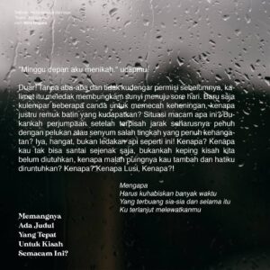 Wira Nagara Instagram - Menulis lagi untuk interpretasi karya Good Morning Everyone, dari lagu "Bukan Denganmu": Memangnya Ada Judul Yang Tepat Untuk Kisah Semacam Ini?
.
Dengarkan lagunya di seluruh platform musik dan nikmati video klipnya di Youtube.
@gme_id / #BukanDenganmu