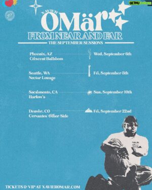 Xavier Omär Instagram - The September Sessions are back ✨
Tickets   VIP are available NOW at my link. 

Tour 1 of 2. 

Art by @hritwik