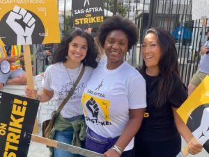 Yaani King Mondschein Instagram - Oh you know just some teenage girls picketing for a union they hope to be in one day. 😬 Had a very small (there’s a lot more of us here, I promise!) LaGuardia HS Drama Dept reunion on the picket line today! It was soooo overdue and so needed. I love you ladies! We don’t look a day over trying to look 18!! 😜 We’re still out here and we will keep the fight going until we get what we deserve! ✊🏾 #SAGAFTRAstrong #WGAstrong #1u