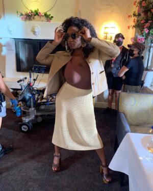 Yaani King Mondschein Instagram - Every time wardrobe asks for a pic for continuity it is a MUST that I show out. I can’t help it. And shout out to #MichelleLyte for making a girl feel so fly all the time! @kingsofnapa #BTS #BridgettePierceKing