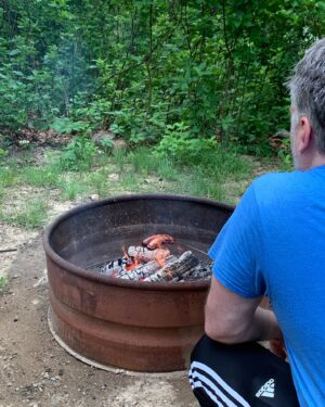 Yaani King Mondschein Instagram - This is camping. 🪷🌿⛈️🔥☀️🏕️
My very first time ever.
.
.
1. Feet up before going camping
2. Our first fire of the trip brought to you by @amondschein 
3. Adam making us a quick snack with said fire 
4. Our home for 5 days
5. The pond at sunset by our site😌
6. The pond was nearly covered with these! 
7. Colorful fire magic 😉
8. New best friend 🐢
9. Rocks found on our walk to the end of the world 
10. What felt like the end of the world. The tide was so far out! 
.
Thank you @emhatami and @kamalhatami for sharing your anniversary with us! We had the best family time! And thank you Cape Cod for showing us who you really are.😜#HotWetAmericanSummer #ThatsWhatSheSaid
