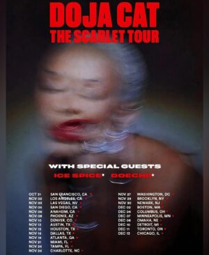 Yainer Ariza Instagram - SCARLET TOUR 
SCARLET TOUR 
SCARLET TOUR w/ @dojacat 
So grateful to be back on the road once again doing what i love with this amazing humans 🙏🏾
👀Nos vemos in your city , LA u are next 😤🥵
.
#dojacat #scarlettour #colombiarepresent