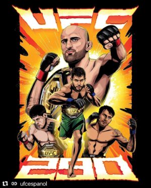 Yair Rodríguez Instagram - @ufcespanol @ufc 
・・・
#UFC290 este Sábado!!!! 

Poster version @nikitos_bugrov 🎨