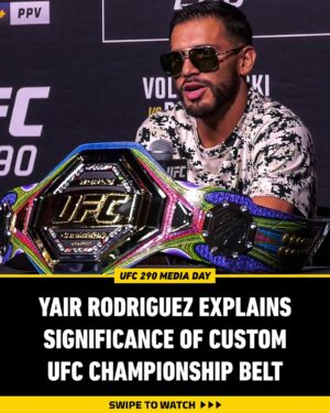 Yair Rodríguez Instagram - Yair Rodriguez shows off his custom belt 🏆 #UFC290