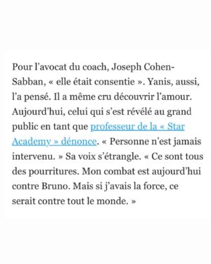 Yanis Marshall Instagram - Il me demandait de lui embrasser le sexe avant de lui dire bonjour.

« Longtemps, j’ai pensé que c’était moi le sale, moi l’obsédé, moi la pute. »