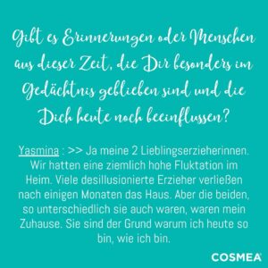 Yasmina Filali Instagram - 🌟 Teil II unseres Interviews mit COSMEA®️ Wonderwoman @yasminafilali_official 🌟

Yasmina erzählt von ihrer Zeit im Kinderheim und wie es sie als Mensch und Frau geprägt hat. Es hat sie stärker gemacht, obwohl es alles andere als leicht war. Ihre Weiblichkeit spielte in ihrer Jugend kaum eine Rolle, da sie sich bewusst von Problemen wie Sex, Alkohol und Drogen fernhielt und unauffällig blieb, um Schwierigkeiten zu vermeiden.

Besonders in Erinnerung geblieben sind ihr zwei Lieblingserzieherinnen, die trotz der hohen Fluktuation im Heim immer für sie da waren und ihr ein Gefühl von Zuhause gaben. 💗

DANKE FÜR DEINE OFFENHEIT, liebe Yasmina! 🙏

👉Das ganze Interview mit Yasmina findet Ihr auf unserem COSMEA®️ Blog: 
www.cosmea.de/yasmina-filali/

#cosmeawonderwoman #wonderwoman #cosmeaunbeschwertetage #mamaleben #frausein #kinderheim #starkefrauen #inspiration #mutig #lebensgeschichte #blog #schauspielerin #muttersein #persönlichkeitsentwicklung #selbstbewusstsein #kraft #erfolgsgeschichte #erfolgsgeschichtenvonfrauen #durchsetzungskraft