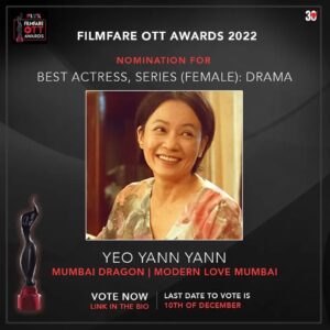 Yeo Yann Yann Instagram - Congratulations to @pritishnandycommunications 11 nominations for Modern Love Mumbai at the Filmfare OTT Awards 2022! 

Vote for our writers, directors and actors and make love win.

https://www.filmfare.com/awards/filmfare-ott-awards-2022/

Part 2/2

#StorytellersToTheWorld 
#30yearsofPNC 

#ModernLoveMumbai 
#filmfareottawards2022 

@pritishnandy2018 @rangitapritishnandy @ishitapritishnandy @shonalibose_ @hansalmehta @vishalrbhardwaj @alankrita601 @sehgaldhruv90 @nupurasthana #tanuja @yeoyannyann @arshad_warsi @pratikgandhiofficial @fatimasanashaikh @ranveer.brar @meiyangchang @primevideoin @filmfare