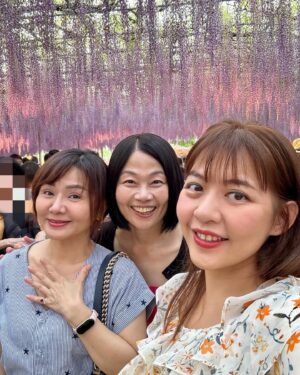 Yi Ling Wang Instagram - 紫藤花的花語
是象徵著溫柔
浪漫和友誼

紫色的花海也太美
像一場美麗的夢境

就是人太多😅😂🤣
#藝鴒 
#洪淑敏
#Amy Lin