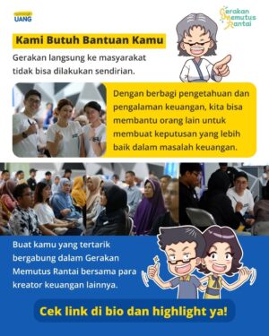 Yudha Keling Instagram - Masalah keuangan dalam masyarakat seperti mata rantai yang membelenggu. Sebenarnya, edukasi online saat ini sudah baik, tapi sayangnya hal ini tidak cukup. 

Karena seringkali masyarakat yang paling membutuhkan edukasi keuangan yang sehat justru tidak terjangkau oleh algoritma social media ini. 

Oleh karena itu, beberapa finfluencer turun tangan untuk mengedukasi masyarakat secara langsung dalam gerakan @memutusrantai

Harapannya, gerakan ini bisa berjalan sesuai dengan namanya, memutus rantai masalah keuangan yang sudah terlalu lama membelenggu masyarakat. Tapi, kita tidak bisa berjalan sendiri, kita butuh bantuan kamu nih, Sobat Ngomu. 

Akhir bulan ini, kami bersama @feliciaputritjiasaka @yudhakhel @davidwijaya23 @alinewiratmaja @annisast @olivialouise04 @kenhandersen akan membidik daerah Banten untuk edukasi offline kami berikutnya. 

Adakah yang mau mendampingi kami dalam gerakan ini? Share di KOMEN ya!

—⁣
FOLLOW kalau kamu mau #ngomonginuang yang sehat, mendidik, dan BERMANFAAT NYATA bersama kami.⁣⁣⁣

#edukasi #saham #ekonomi #investasi #bisnis #finansial #keuangan #literasikeuangan #belajarkeuangan #ilmukeuangan #keuanganpribadi