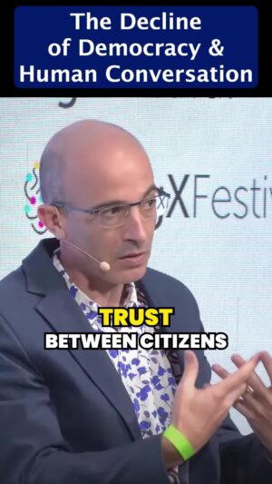 Yuval Harari Instagram - How come we don't talk or listen to each other anymore? Despite having the most sophisticated information technology in human history, it seems to be increasingly difficult to have a conversation. This affects trust between people and trust between citizens and institutions. And it has a massive impact on the state of democracy.

Watch the full Q&A session through the link in the bio. (Filmed at CogX Festival in September 2023).

#IT #communication #trust #bigtech