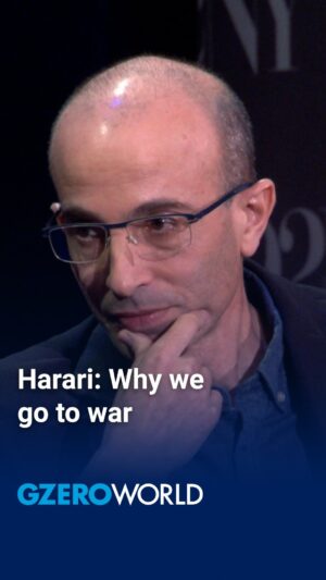 Yuval Harari Instagram - There’s one big factor driving humans to repeatedly go to war, and it’s not what you might think.
 
“Humans don’t fight over territory and food. They fight over imaginary stories in their minds,” @yuval_noah_harari tells @ianbremmer on the upcoming episode of #GZEROWorld, which was filmed with a live audience at @92ndstreety.
 
Think of Jerusalem. “It’s one of the most fought over places in human history,” he explains, yet “there are no oil fields, there are no gold mines, nothing. But in their imagination, people think, oh, this is not a stone. This is a holy stone. This is not just any place. It’s full of angels and gods and saints and prophets, and they fight over this.”
 
Watch #GZEROWorld on Saturday at 6:30 pm on @thirteenwnet in NYC and on public tv stations across the US (check local listings).