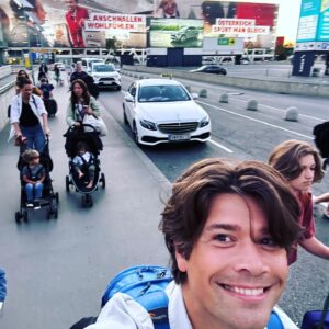 Zac Hanson Instagram - That face you make when your about to miss a connecting flight, you have 20 bags, half a dozen children and your the only one not pushing a stroller 😩🤪😎 #europeanvacation
