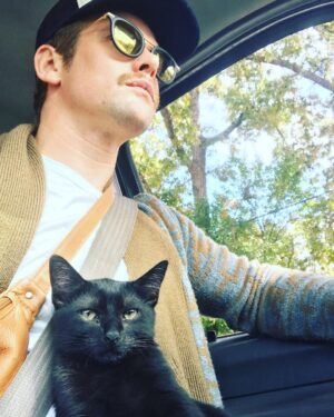 Zach Roerig Instagram - On the way home from his last vaccination!  My boy Fritzy is finally a man!  Well check that,  he’ll never fully become a man. 😉 Bob Barker knows what I’m talking about.