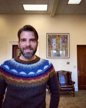 Zachary Quinto Instagram - turns out deep diving into my family history at my old library in my my home town wearing my new sweater i got in iceland is VERY much my vibe...