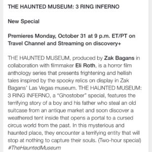 Zak Bagans Instagram - #Ghostober All-New Premieres: @discoveryplus @travelchannel : #GhostAdventures 👻 9/15 #HalloweenWars 🎃 @foodnetwork 9/18 #GADevilsDen 👹 9/29 #TheHauntedMuseum3RingInferno 🤡 2-hour Movie 10/31