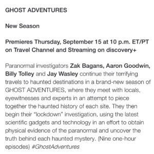 Zak Bagans Instagram - #Ghostober All-New Premieres: @discoveryplus @travelchannel : #GhostAdventures 👻 9/15 #HalloweenWars 🎃 @foodnetwork 9/18 #GADevilsDen 👹 9/29 #TheHauntedMuseum3RingInferno 🤡 2-hour Movie 10/31