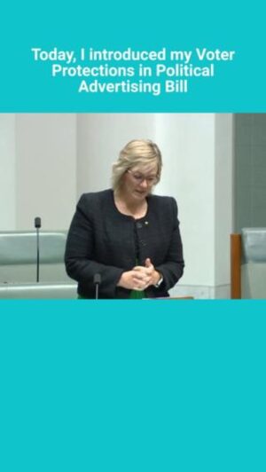 Zali Stegall Instagram - Today I introduced my Voter Protections in Political Advertising Bill.

Voters of all persuasions overwhelmingly support political advertising being held to the same standards as commercial advertising.

#auspol #stopthelies