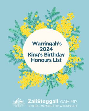 Zali Stegall Instagram - Congratulations to the talented and dedicated members of the Warringah community who have been honoured in the King’s Birthday 2024 Honours List. 

We thank you for your service and the significant contribution you have made to our communities at the local, regional, national and international levels.