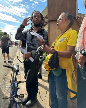 Ziggy Marley Instagram - Fae Ellington CD, OD ( Order of Distinction Officer Class , Order of Distinction Commander Class ) On the @onelovemovie set in #Jamaica 🇯🇲
I want to give a hug of gratitude and thanks to our sister, friend, mother figure , god mother, aunty dialect coach, Patois language authority, historian our 🇯🇲 national treasure a great example of a human being , the beloved and treasured @fae.ellington 
affectionately know as ‘ Aunty Fae’ on set and off . I can say so much about this woman and every Jamaican who worked with us on the film know what I’m talking about. I use to hear her on the radio when i was going to school “ On the Morning ride”

We love you Fae and thank you for your guidance , energy, work ethic, knowledge, persistence and presence. JAH
#bobmarley bobmarley #onelove #bobmarleymovie #onelovemovie #bobmarley