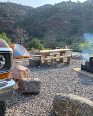 Aaron Kaufman Instagram - Short little impromptu camping trip. First one Ol’ RedFord has been on. Camped on two rivers drove up to the ghost town and bumbled up tin cup pass for a mile or so (not enough fuel to make the pass and water at 30” RedFord only has a fording depth of about 24” currently) still had a great time and RedFord was great not a single issue. 
Surprisingly RedFord gets 15mpg on 37s 5.13 gears and a full load  at elevation. Additionally the @mcleod_racing clutch and heavy flywheel make driving and old manual farm truck in the rocks not nearly as much of a chore… win for a stick shift. 
Plus a got a new camper well, new to me with all of its holes 😂 I never tested the bed size on these trucks after I cut them down so I learned that a shell off of the next gen and up to 96 fit. I had my expectations but it was cool the shell fit well. 

#magnaflow 
#mcleodclutch 
#precisionreplacementparts 
#colorado