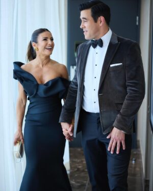 Ada Nicodemou Instagram - Butterflies…. So happy to enjoy the night with you @__jamesstewart__ ❤️

Wearing a custom-made @mariamseddiq gown 👗
✨ @cultgaia clutch
💎 @dior earrings
🖤 @ysl cuff
All from @stylevault_au
👠 @maisonvalentino heels
💄 HMU by @rosesaffioti
🌟 Styled by @donnygalella 📸 @jeremygreive

#TVWeekLogies