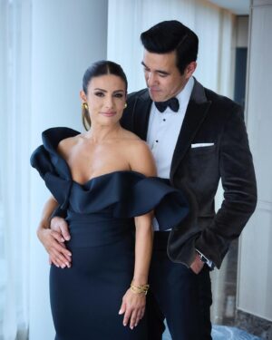 Ada Nicodemou Instagram - Butterflies…. So happy to enjoy the night with you @__jamesstewart__ ❤️

Wearing a custom-made @mariamseddiq gown 👗
✨ @cultgaia clutch
💎 @dior earrings
🖤 @ysl cuff
All from @stylevault_au
👠 @maisonvalentino heels
💄 HMU by @rosesaffioti
🌟 Styled by @donnygalella 📸 @jeremygreive

#TVWeekLogies