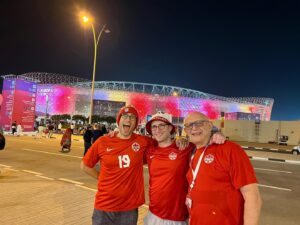 Adam Tsekhman Instagram - World Cup 2022 is one for the ages! Brilliant time with my pops and my main man Marsh. Canada made us proud by scoring 2 goals! #worldcup