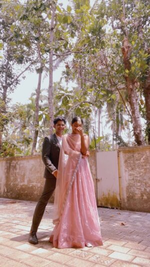 Addis Akkara Instagram - You always have that one person who is really good at irritating you.🤣z tag yours.
Also met @addis_akkara for the first time and he planned his suit according to my lehenga 🌸 he indeed was a pure high energy pataka 🤌🏽to more .
.
Skirt and dupatta: @seambyseema 
Blouse : stitched and designed by @elton_john_d 
Jewellery: @flipkartlifestyle
.
.
.
.
.
.
.
.
.
#wedding #lehenga #rida #ridaTharana #Addis #weddingdress #weddinginspiration #suhanaKiShadi #kerala #pinkLehenga #lehengaInspo #pinklehengacholi