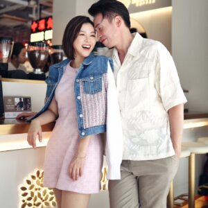 Aimee Chan Instagram - Just #chillin with my favorite person. 💕 

。。。。。。。。。。。。。。。。。。。。。。。。

#ootd @majeparis

📸  Photo by @dangraphy_
🌟  Styled by @wwchezw
💄  Makeup by @zoefan
👩‍🦱 Hair Styled by @manho_li
🌍  Location at Blooms, Central Market. 
 
Special thanks for @kaka04150415 for braving the heat and rain that day. 🥂

#cafe @coffeetime #coffeelover #chill #ootdhk #chanchanfamily @moses_chan_