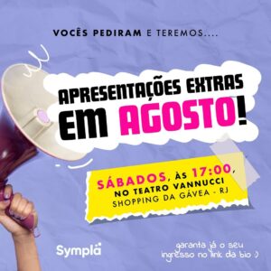 Alana Cabral Instagram - Presta atenção aí, gente! Tamô de volta!!! Vamos nos apresentar nos sábados de Agosto! Às 17:00 hrs! Novo dia e novo horário! Não vai perder, né? Vem ver a gente! Curta temporada! Curta a temporada!