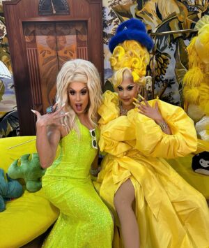 Alaska Thunderfuck Instagram - I had an incredible time at @rupaulsdragcon this weekend; reuniting with so many of my sisters, pushing the casual apparel agenda and meeting so many of you 💚🩷

I would like to take a moment to express my gratitude to everyone who worked in the clouds at our booth, making it such an enjoyable experience 🩵☁️ 💙

These beautiful gowns were made by @michaelbrambila and my hair on day one was crafted by the amazingly talented @billylamour with flowers that I painted 🌺