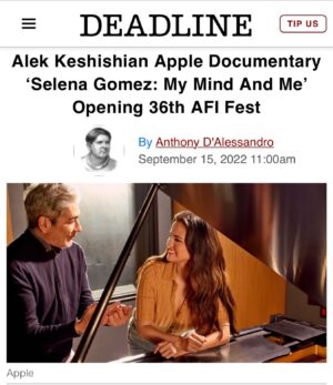 Aleen Keshishian Instagram - So excited for @selenagomez & @alekkeshishian #mymind&me @appletvplus 
👏 ❤️ 🎬