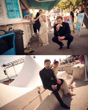 Aleksandr Kuznetsov Instagram - Pretending that I have my own tuxedo with @caldeira_helena 
📸 by amazing @mrbertiewatson 

big thanks to @stivali_boutiques and Paulo for dressing me for Cannes Film Festival, allowing me to temporarily look like as if I actually know what to wear